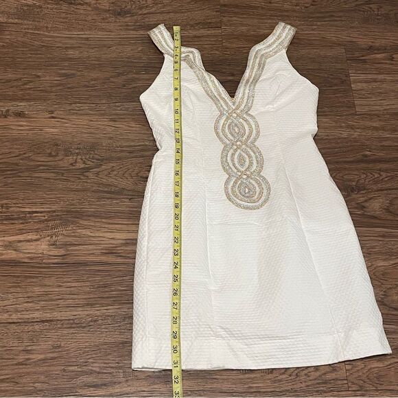 Lilly Pulitzer Valli Shift Dress Ivory Silver and Gold Size 0 - Picture 16 of 16
